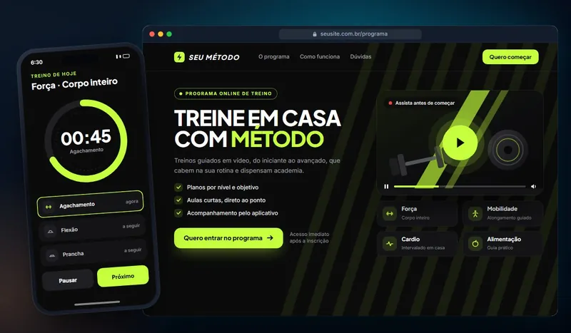 Página de Vendas Fitness — Conceito para programa de treino online