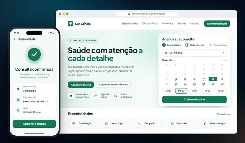 Site Institucional Clínico — Conceito para clínica médica