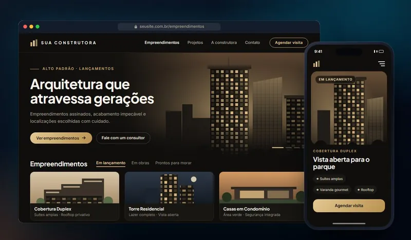 Site Institucional Premium — Conceito para construtora