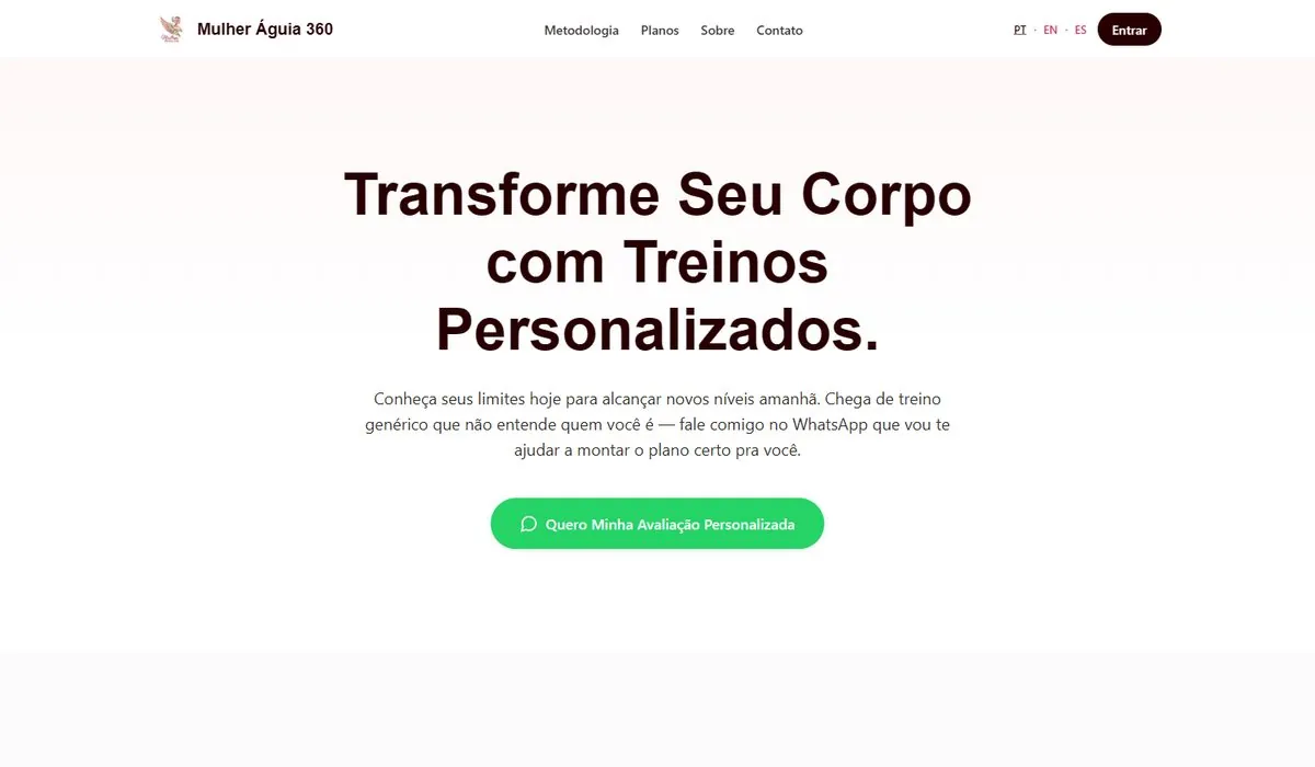 Site Institucional com Área de Membros — Mulher Águia 360